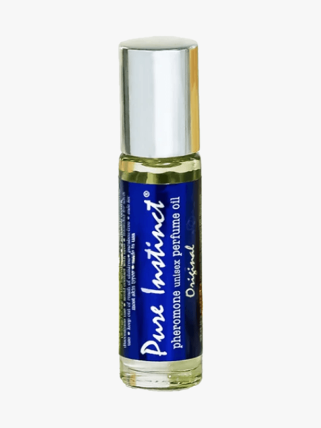 Pure Instinct Roll-On Perfume Oil in branded component on a light gray background