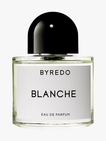 Byredo Blanche Eau de Parfum in branded component on a light gray background